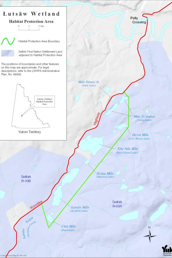 Map showing Łútsäw Wetland Habitat Protection Area