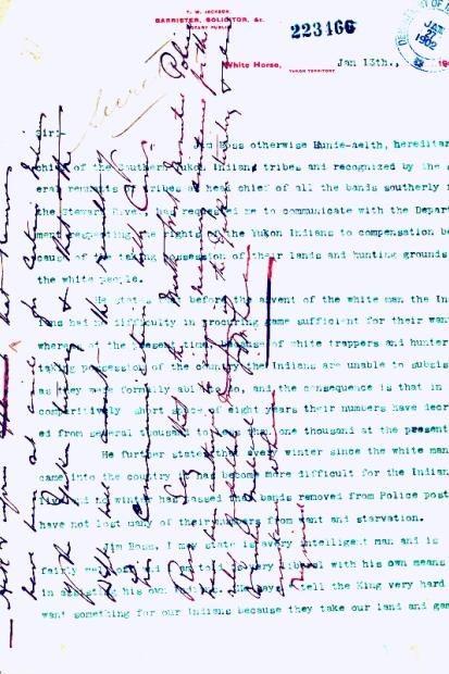 a photo scan of a letter written on a type writer with hand written script across it