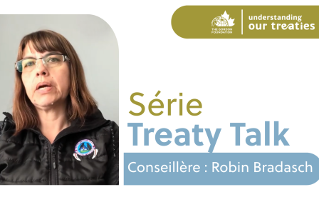 Speaker graphic for the Treaty Talk Series featuring Robin Bradasch, sharing experiences with Yukon treaty negotiations as part of The Gordon Foundation’s Understanding Our Treaties initiative.