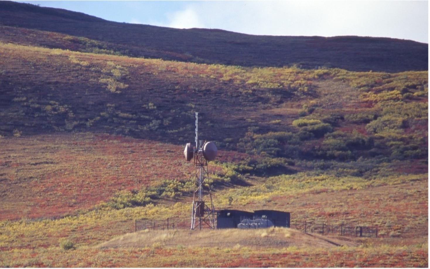 telecommunications tower in a wild landscape